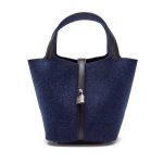 Hermès Blue Nuit Feutre Wool and Black Swift Picotin Lock 22 Palladium Hardware